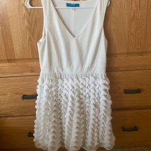 White ruffle bottom dress